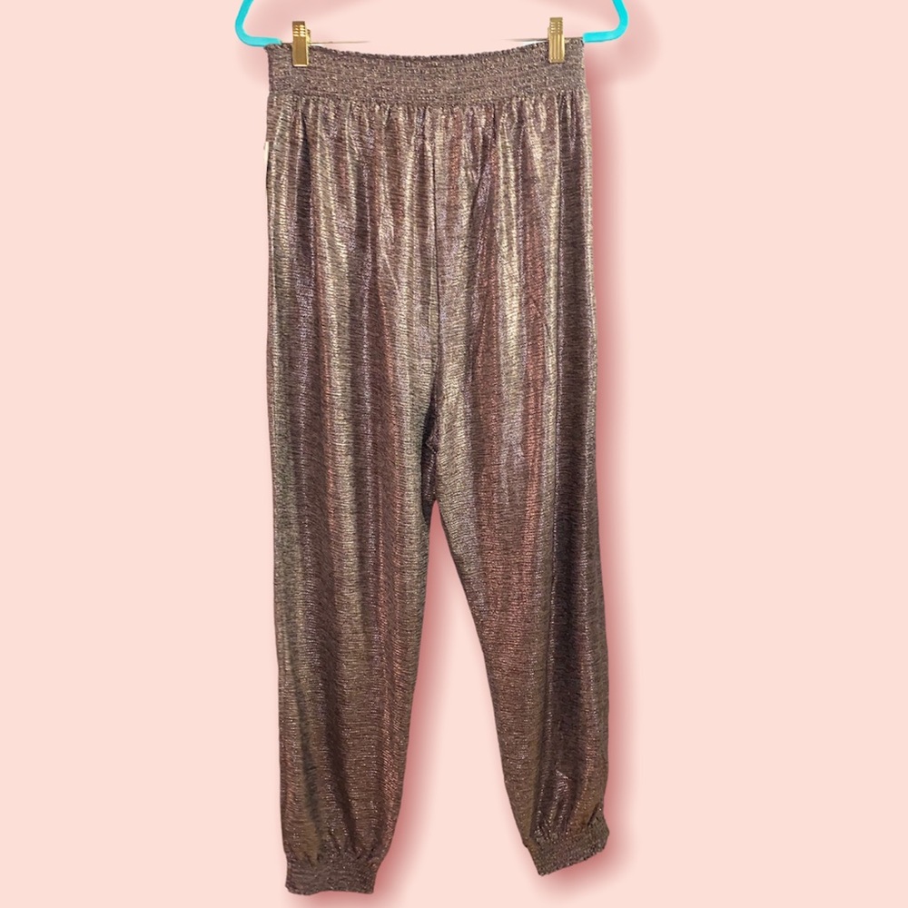 Anthropologie Nwt lightweight, metallic rose jogger pant, stretchy, size Medium - Picture 3 of 12